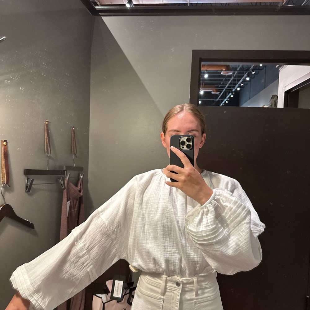 In The Beginning White Textured Puff Sleeve Blouse